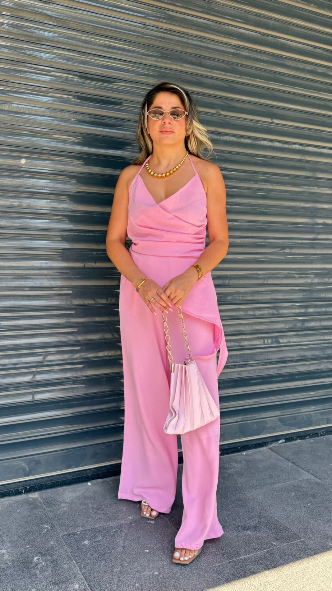 Pembe Asimetrik Kesim İkili Takım