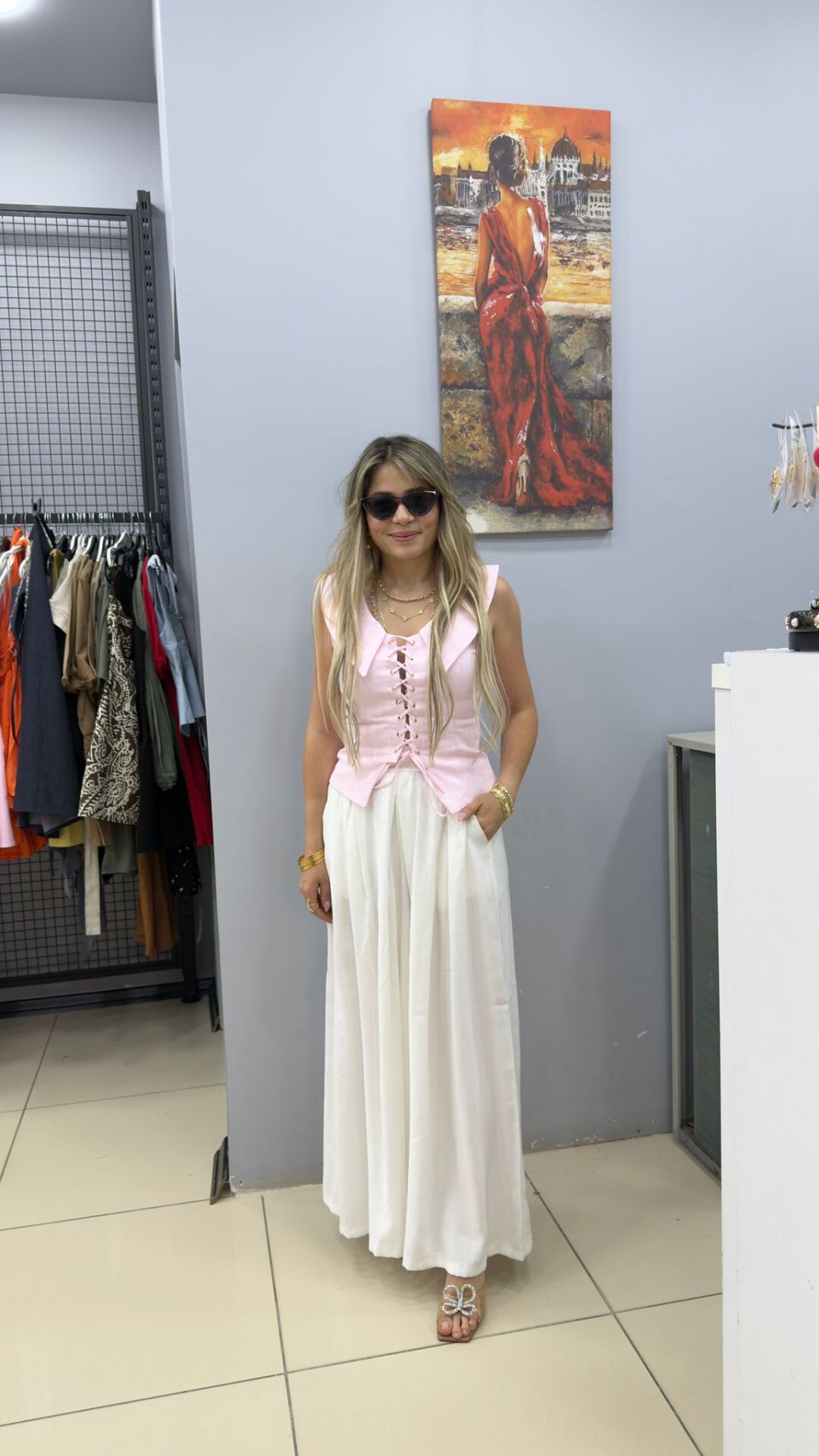 Kuşgözlü Arkası Fermuarlı Yelek-PEMBE