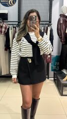 Gold Dügmeli Marka Model Etek-SİYAH