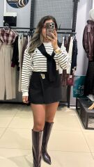 Gold Dügmeli Marka Model Etek-SİYAH