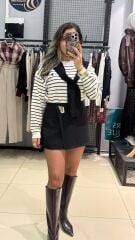 Gold Dügmeli Marka Model Etek-SİYAH