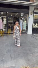 Su Yolu Desenli Saten Takım