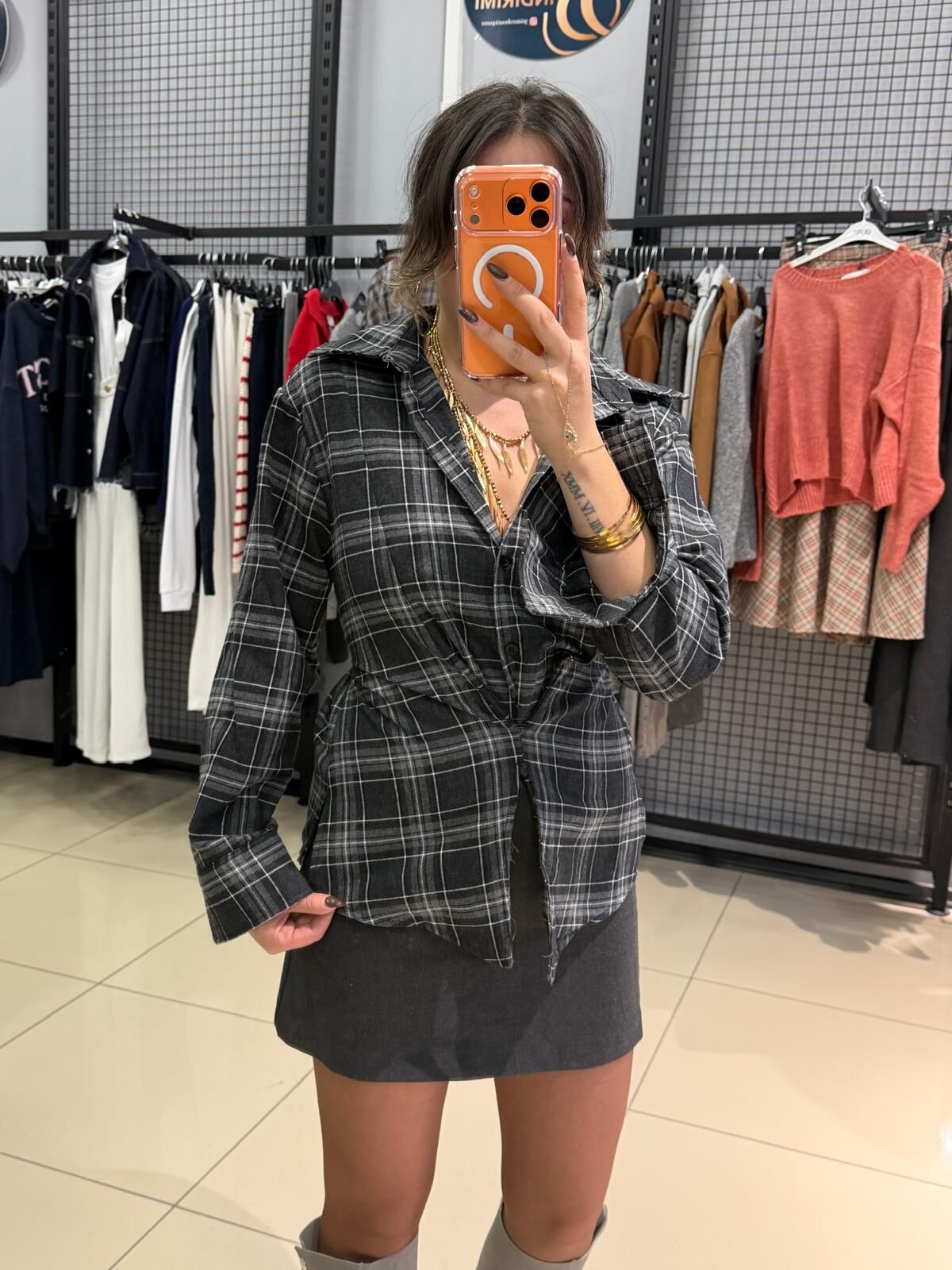 Ekose Belden Bağlamalı Gömlek