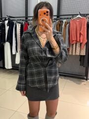 Ekose Belden Bağlamalı Gömlek