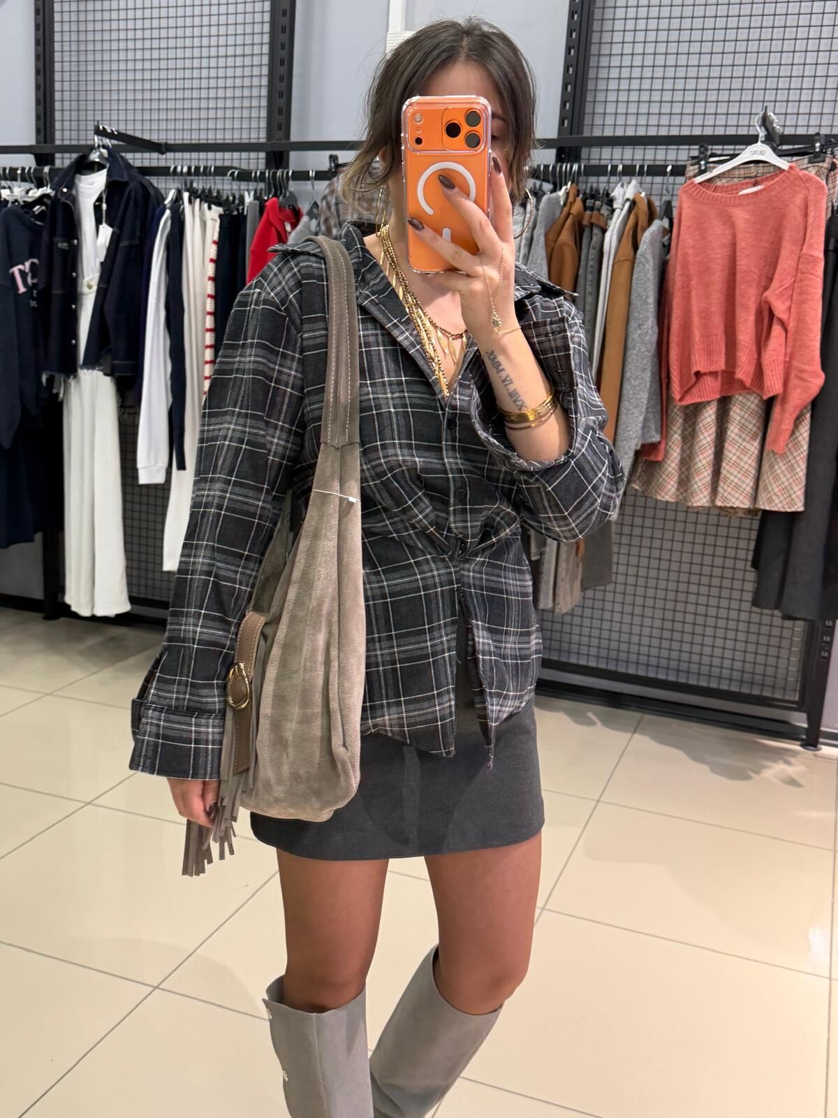 Ekose Belden Bağlamalı Gömlek