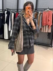 Ekose Belden Bağlamalı Gömlek