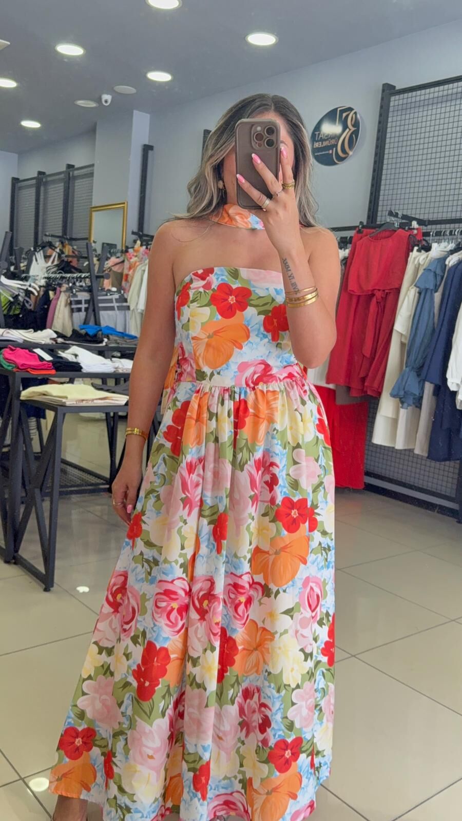 Çiçekli Poplin Elbise