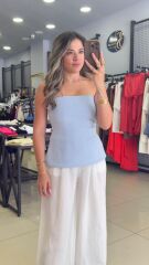 Mavi Straplez Triko Bluz