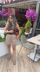 Kahve Simit Yaka Bluz