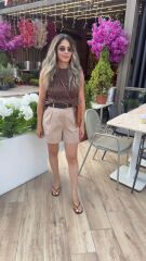 Kahve Simit Yaka Bluz