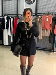 İki Parca Tasarım Elbise-SİYAH