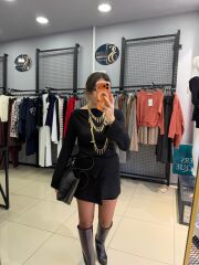 İki Parca Tasarım Elbise-SİYAH