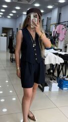 Marka Model Yelekli Şortlu Takım-SİYAH