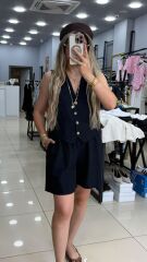 Marka Model Yelekli Şortlu Takım-SİYAH