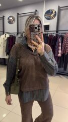 Gömlek Detaylı Triko Takım