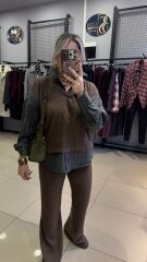 Gömlek Detaylı Triko Takım