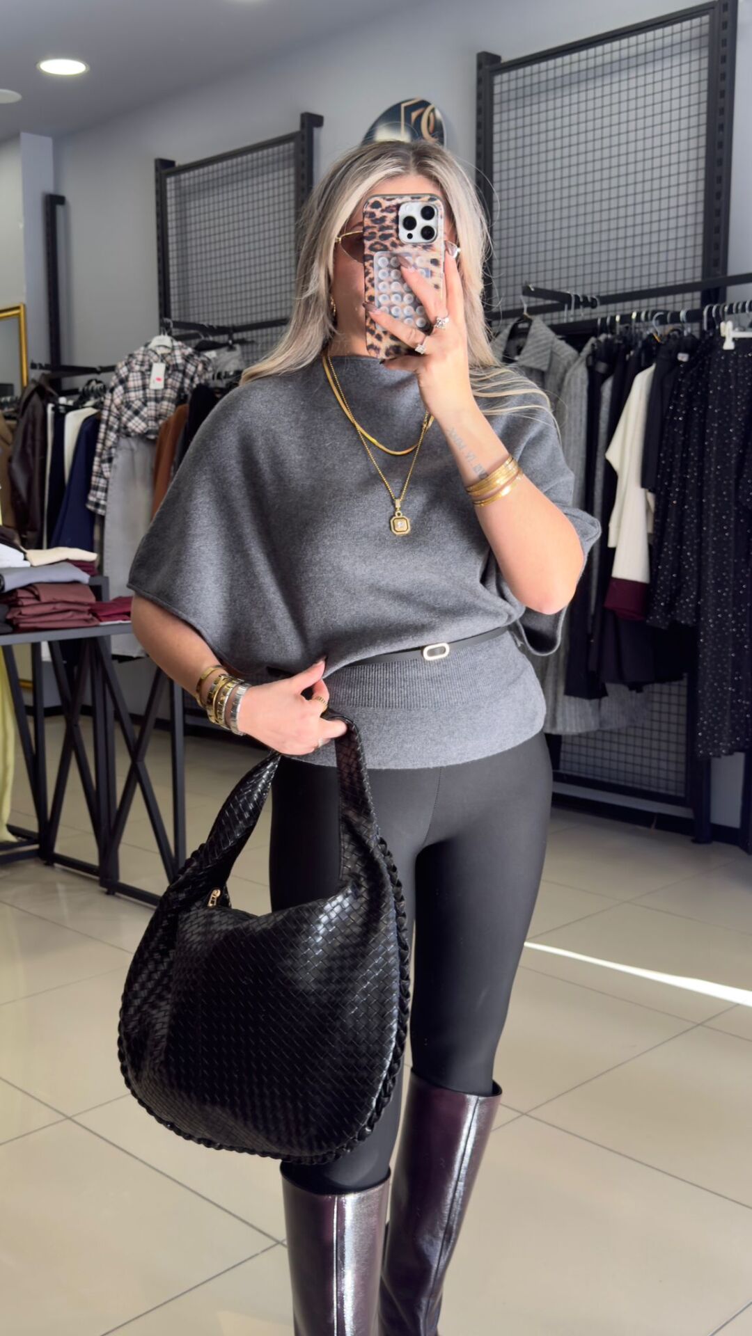 Yarasa Kol Dilvin Triko Bluz-GRİ