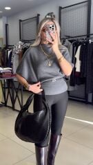 Yarasa Kol Dilvin Triko Bluz-GRİ