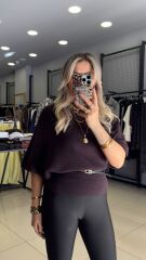 Yarasa Kol Dilvin Triko Bluz-BORDO