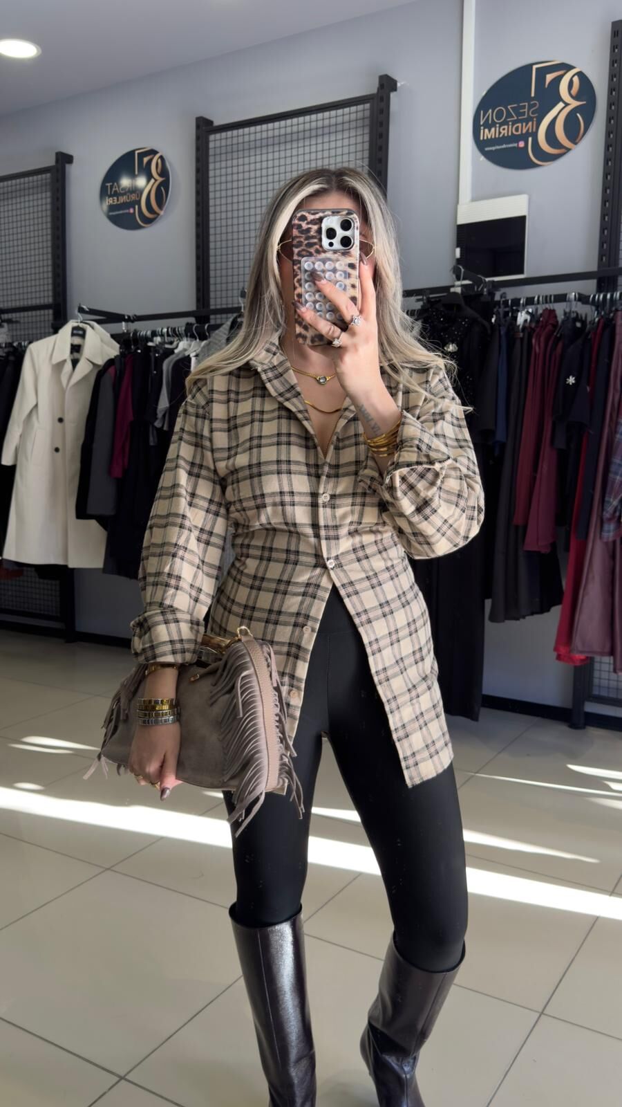 Ekose Şallı Tasarım Premıum Gömlek