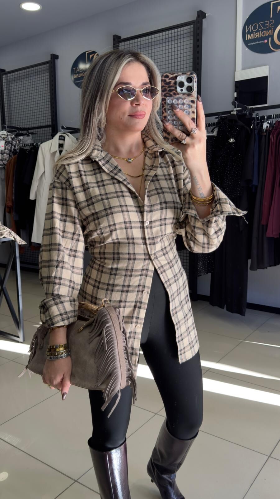 Ekose Şallı Tasarım Premıum Gömlek