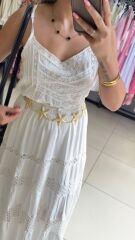 Dantelli Garnil Uzun Etek-BEYAZ