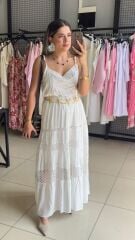 Dantelli Garnil Uzun Etek-BEYAZ