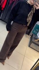 Kahve Kendinden Kemerli Jean