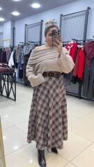 Tasarım Kemerli Ekose Etek