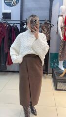 Geniş Kol Detaylı Desenli  Kazak