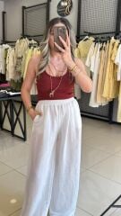 Dilvin Boyundan Geçmeli Bluz-BORDO