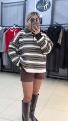 Polo Yaka Çizgili Kazak