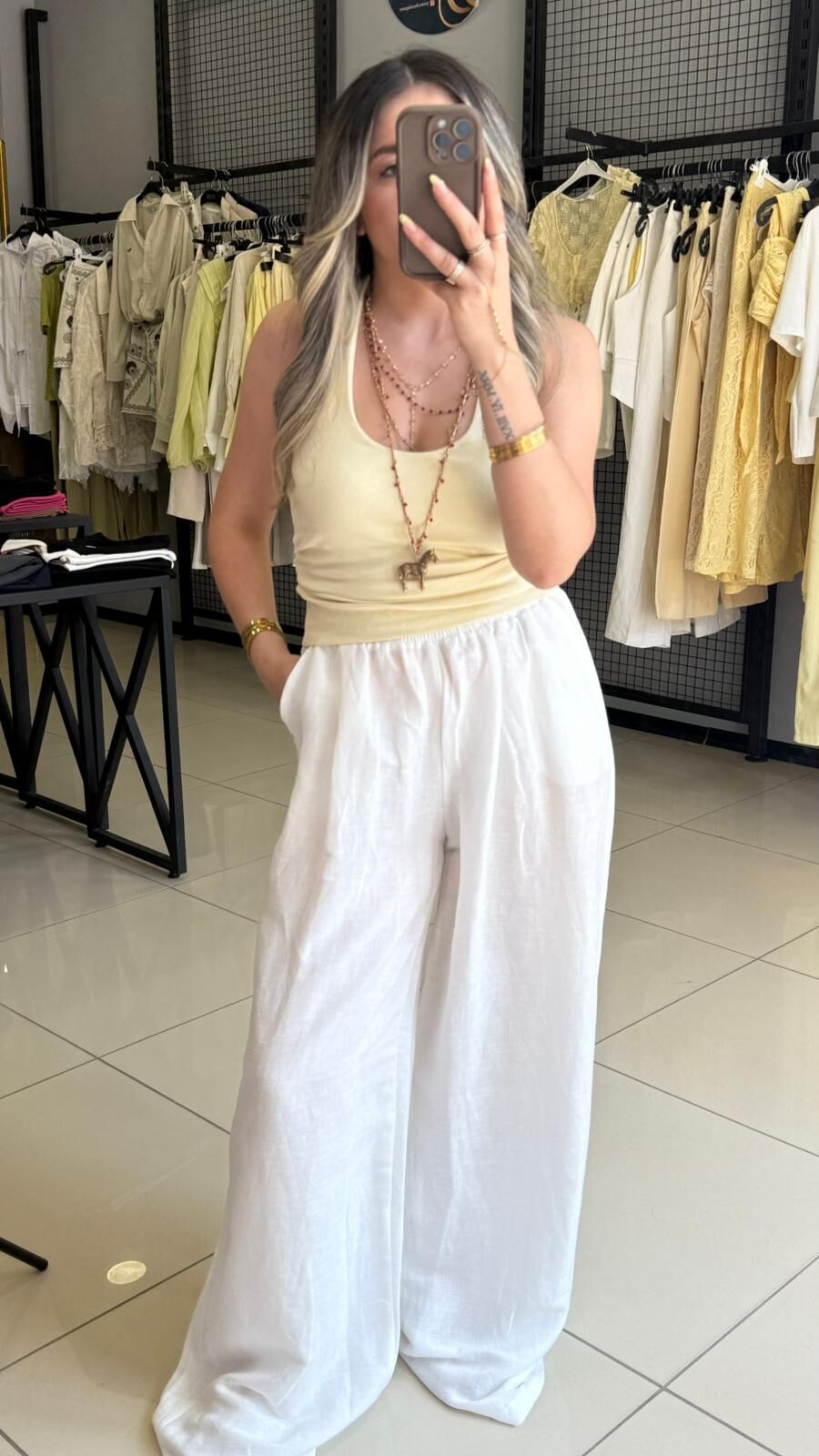 Dilvin Boyundan Geçmeli Bluz-SARI