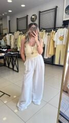 Dilvin Boyundan Geçmeli Bluz-SARI