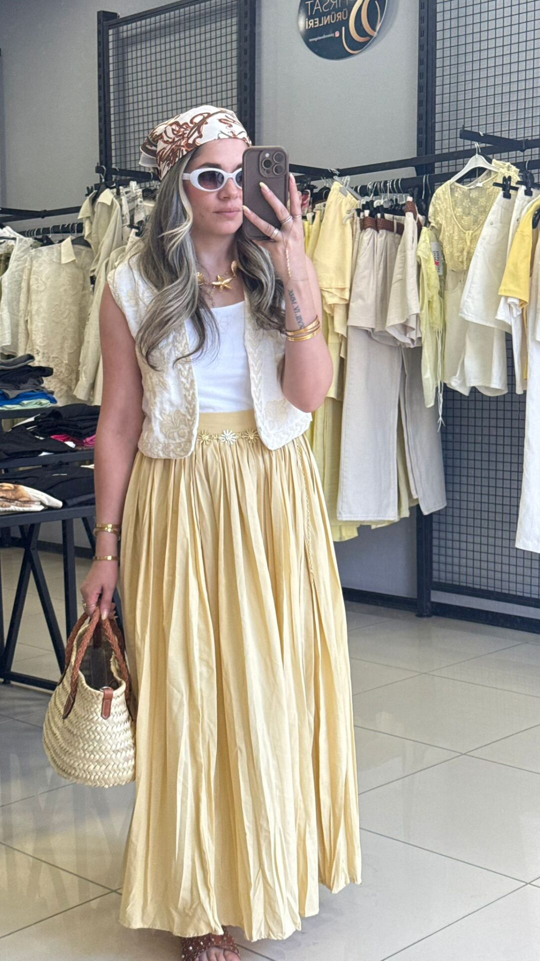 Saten Kraslı Etek -SARI