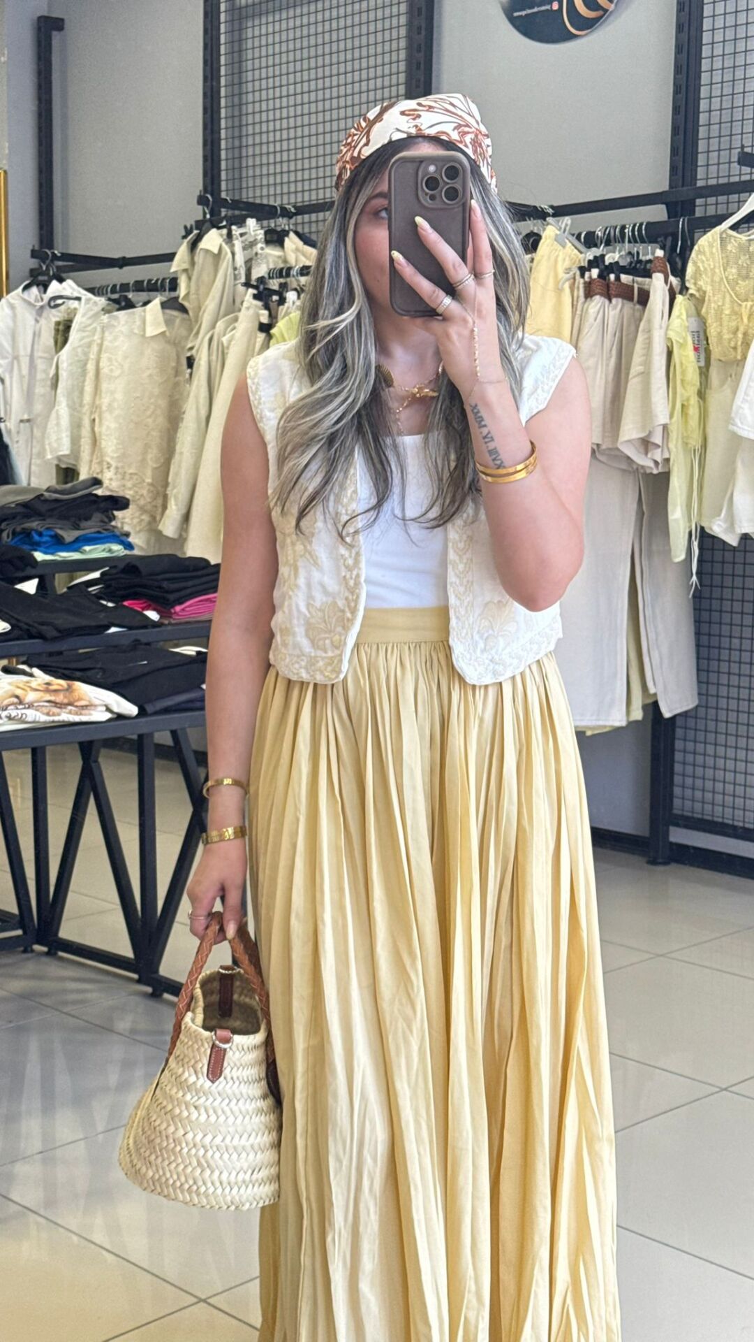 Saten Kraslı Etek -SARI