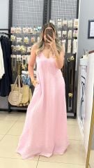 Tül Astarlı Ayarlanabilir Elbise -PEMBE