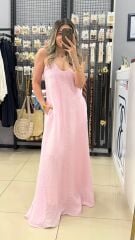 Tül Astarlı Ayarlanabilir Elbise -PEMBE