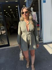 Sırt Dekolteli Keten Takım