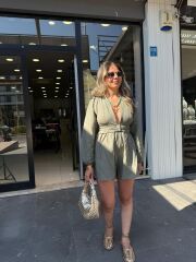 Sırt Dekolteli Keten Takım