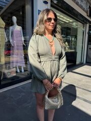 Sırt Dekolteli Keten Takım