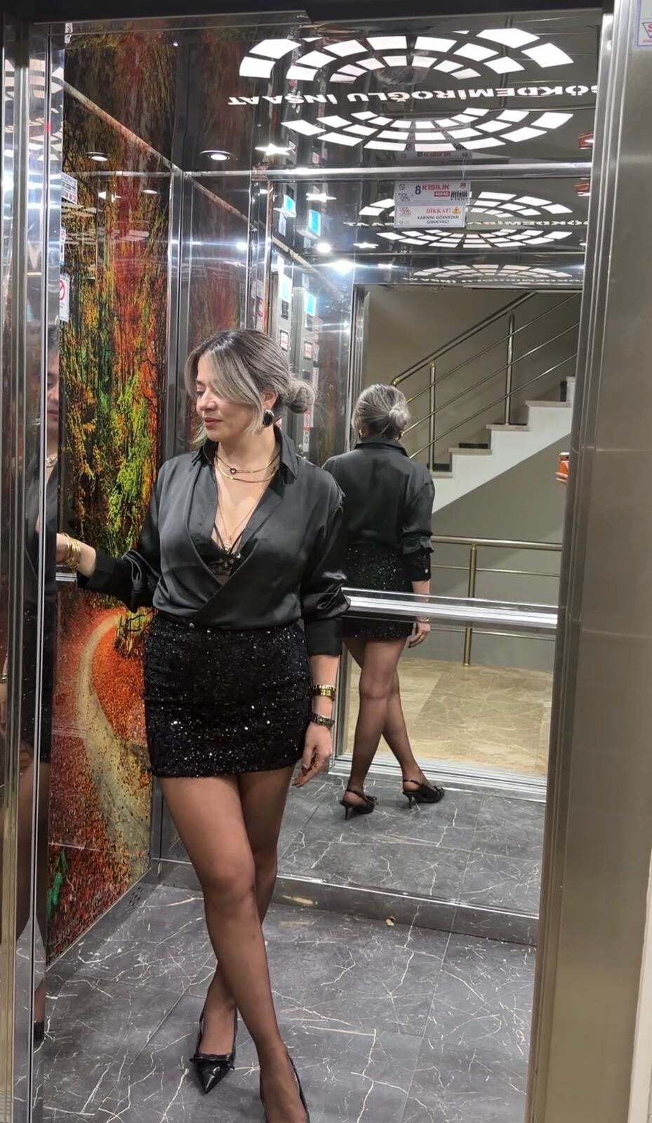 Saten Gömlek-SİYAH