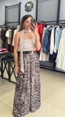 Fularlı Straplez Bluz -BEJ