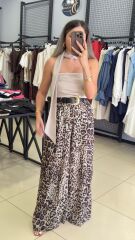 Fularlı Straplez Bluz -BEJ