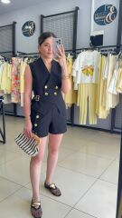 Gold Dügmeli Tasarım Yelek