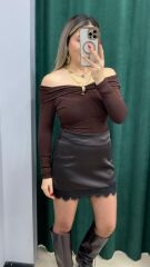 Madoona Yaka Bluz -KAHVE