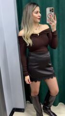 İçi Şort Astarlı Dantel Detaylı Etek