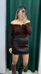 İçi Şort Astarlı Dantel Detaylı Etek