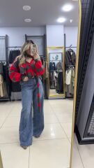 Taslı Açık Renk Jean