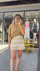 Desenli Şortlu Etek